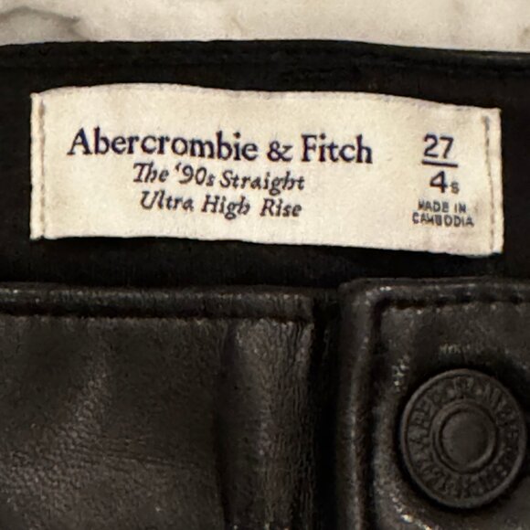 Abercrombie & FItch Faux Black Leather The '90s Straight Rise Jeans Sz 2β¦ - Picture 7 of 12